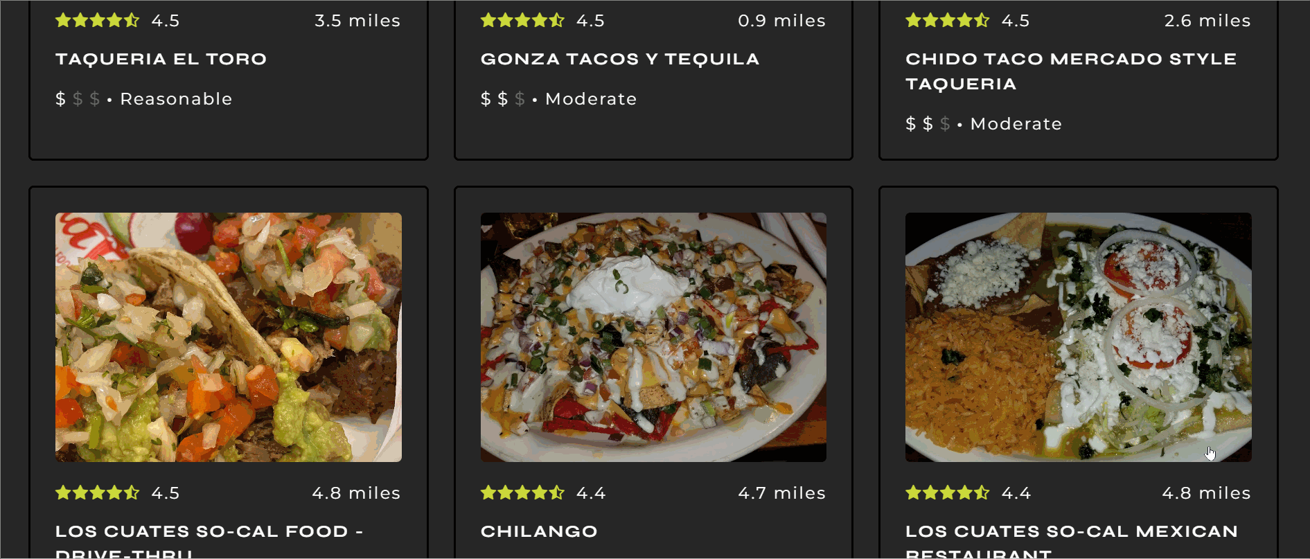 Gif of the Tacolocation website